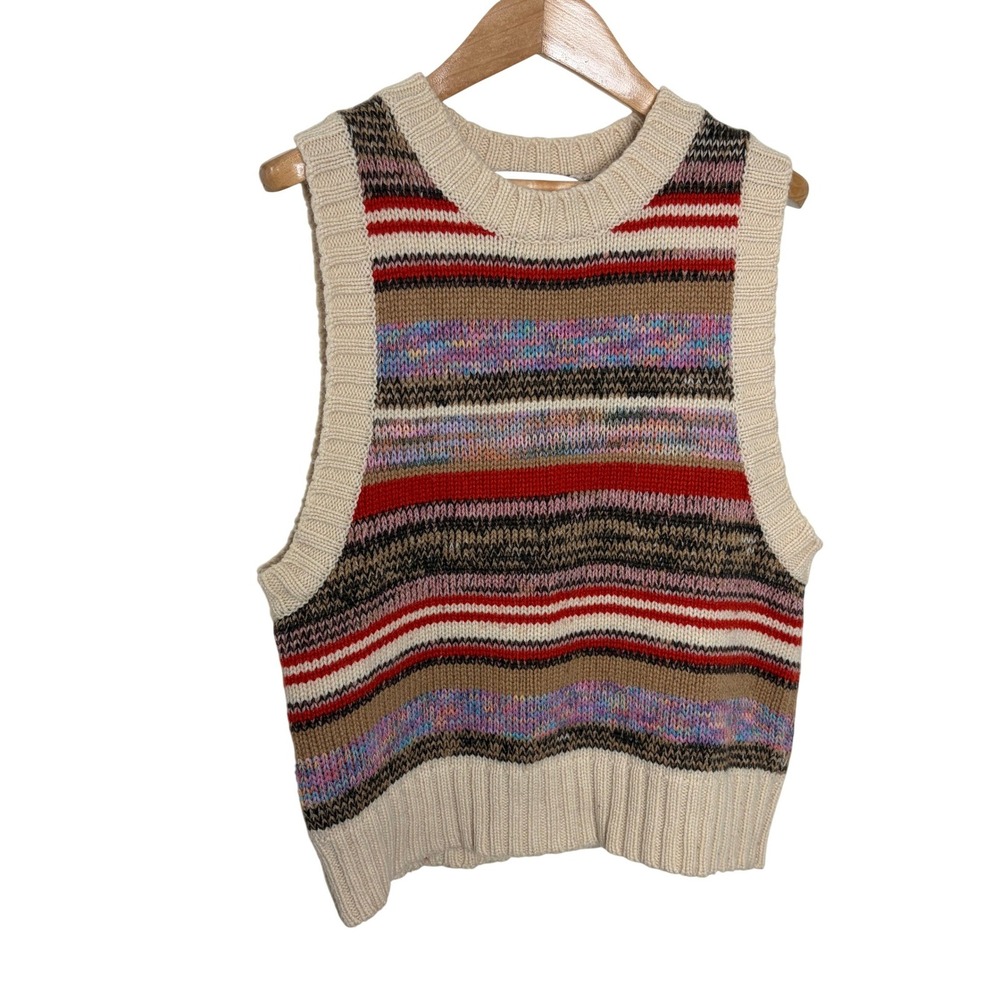 Munthe Ancaster Multi Color‎ Striped Lambswool Blend Sweater Vest Womens Size 34